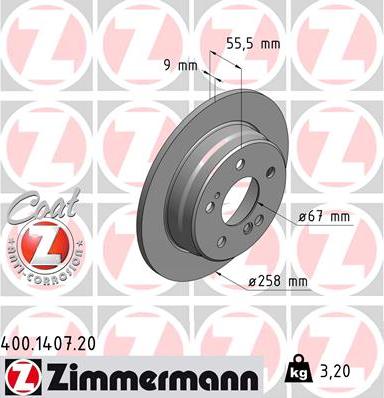 Zimmermann 400.1407.20 - Bremžu diski adetalas.lv