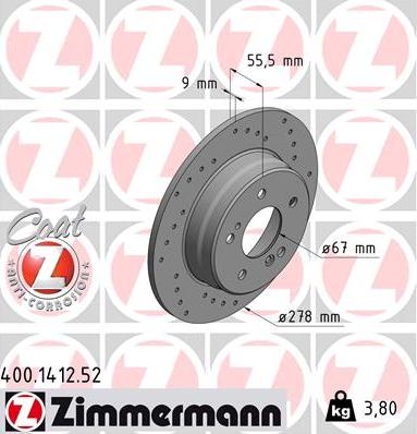 Zimmermann 400.1412.52 - Bremžu diski adetalas.lv