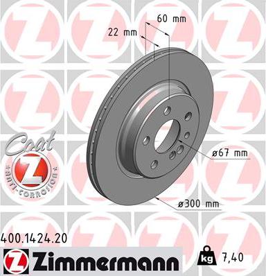 Zimmermann 400.1424.20 - Bremžu diski adetalas.lv