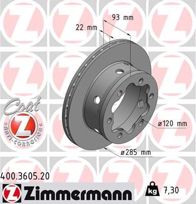 Zimmermann 400.3605.20 - Bremžu diski adetalas.lv