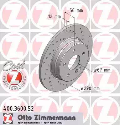 Zimmermann 400.3600.52 - Bremžu diski adetalas.lv