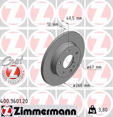 Zimmermann 400.3601.20 - Bremžu diski adetalas.lv