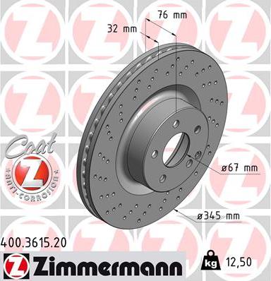 Zimmermann 400.3615.20 - Bremžu diski adetalas.lv