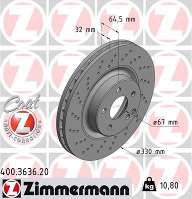 Zimmermann 400.3636.20 - Bremžu diski adetalas.lv