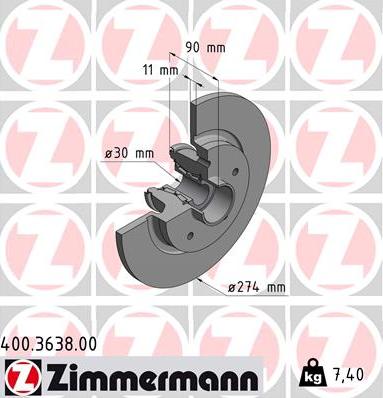 Zimmermann 400.3638.00 - Bremžu diski adetalas.lv