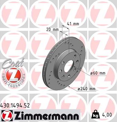 Zimmermann 430.1494.52 - Bremžu diski adetalas.lv