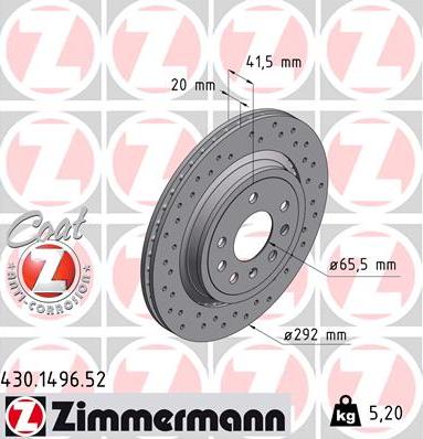 Zimmermann 430.1496.52 - Bremžu diski adetalas.lv