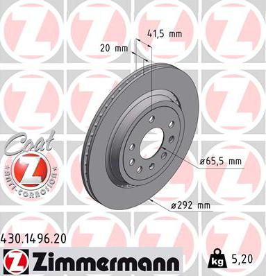 Zimmermann 430.1496.20 - Bremžu diski adetalas.lv