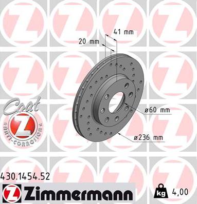 Zimmermann 430.1454.52 - Bremžu diski adetalas.lv