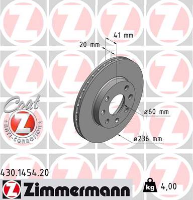 Zimmermann 430.1454.20 - Bremžu diski adetalas.lv