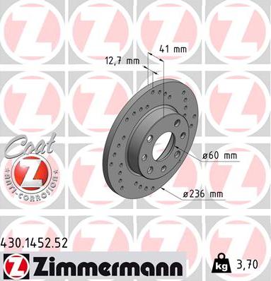 Zimmermann 430.1452.52 - Bremžu diski adetalas.lv