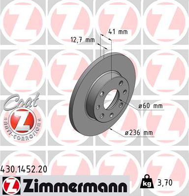 Zimmermann 430.1452.20 - Bremžu diski adetalas.lv