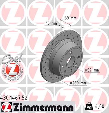 Zimmermann 430.1467.52 - Bremžu diski adetalas.lv