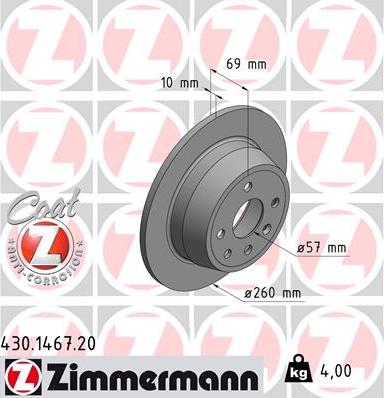 Zimmermann 430.1467.20 - Bremžu diski adetalas.lv