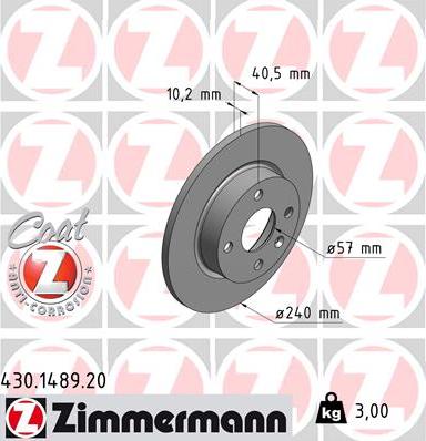 Zimmermann 430.1489.20 - Bremžu diski adetalas.lv