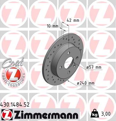 Zimmermann 430.1484.52 - Bremžu diski adetalas.lv