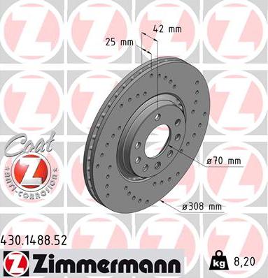 Zimmermann 430.1488.52 - Bremžu diski adetalas.lv