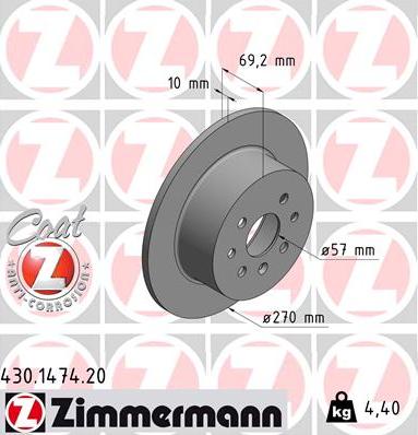 Zimmermann 430.1474.20 - Bremžu diski adetalas.lv