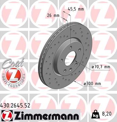 Zimmermann 430.2645.52 - Bremžu diski adetalas.lv