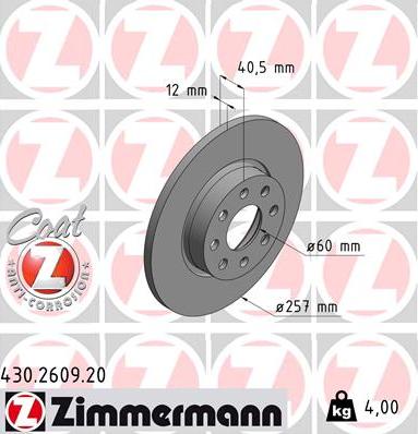 Zimmermann 430.2609.20 - Bremžu diski adetalas.lv