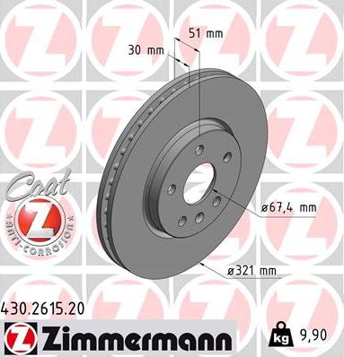 Zimmermann 430.2615.20 - Bremžu diski adetalas.lv