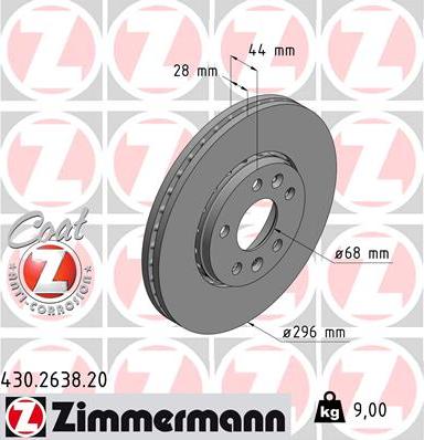 Zimmermann 430.2638.20 - Bremžu diski adetalas.lv