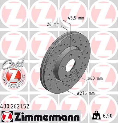 Zimmermann 430.2621.52 - Bremžu diski adetalas.lv