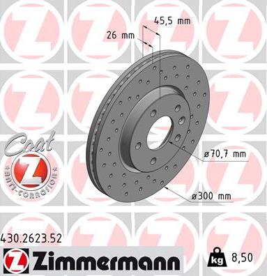 Zimmermann 430.2623.52 - Bremžu diski adetalas.lv