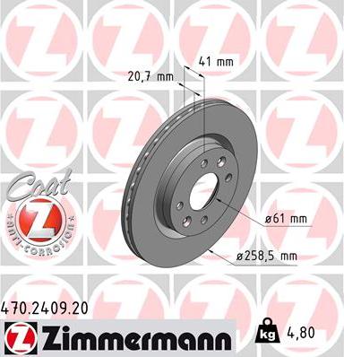 Zimmermann 470.2409.20 - Bremžu diski adetalas.lv