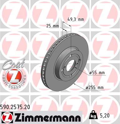 Zimmermann 590.2575.20 - Bremžu diski adetalas.lv