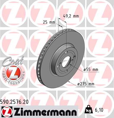 Zimmermann 590.2576.20 - Bremžu diski adetalas.lv