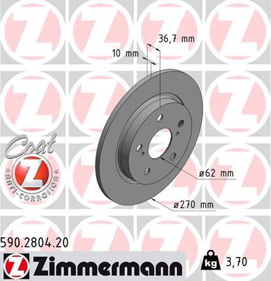 Zimmermann 590.2804.20 - Bremžu diski adetalas.lv