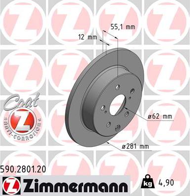 Zimmermann 590.2801.20 - Bremžu diski adetalas.lv