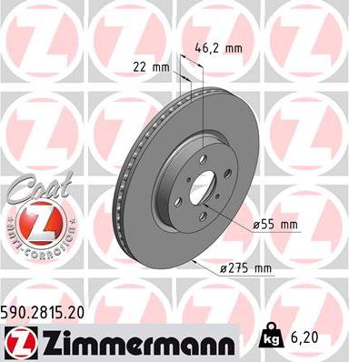 Zimmermann 590.2815.20 - Bremžu diski adetalas.lv