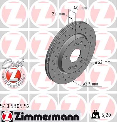 Zimmermann 540.5305.52 - Bremžu diski adetalas.lv