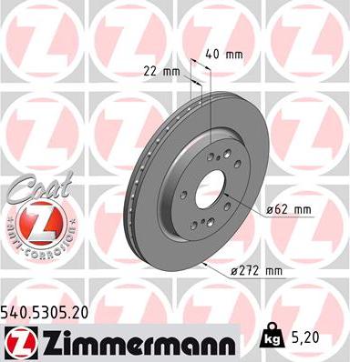 Zimmermann 540.5305.20 - Bremžu diski adetalas.lv