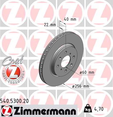 Zimmermann 540.5300.20 - Bremžu diski adetalas.lv