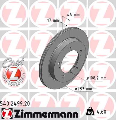 Zimmermann 540.2499.20 - Bremžu diski adetalas.lv