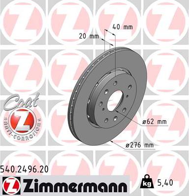 Zimmermann 540.2496.20 - Bremžu diski adetalas.lv