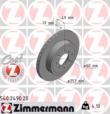 Zimmermann 540.2490.20 - Bremžu diski adetalas.lv