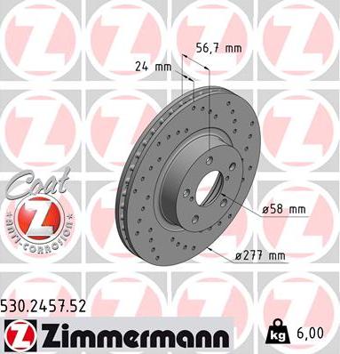 Zimmermann 530.2457.52 - Bremžu diski adetalas.lv