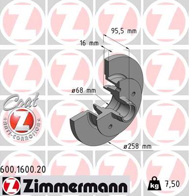 Zimmermann 600.1600.20 - Bremžu diski adetalas.lv