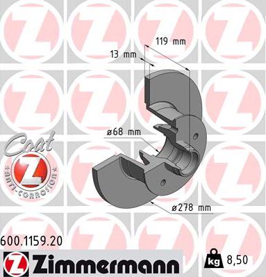 Zimmermann 600.1159.20 - Bremžu diski adetalas.lv