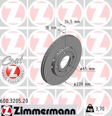 Zimmermann 600.3205.20 - Bremžu diski adetalas.lv