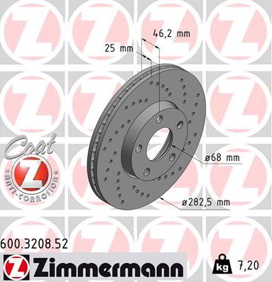 Zimmermann 600.3208.52 - Bremžu diski adetalas.lv