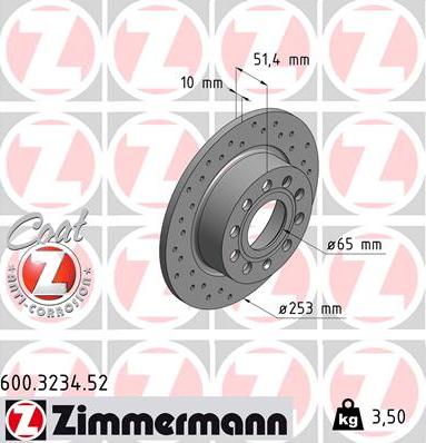 Zimmermann 600.3234.52 - Bremžu diski adetalas.lv