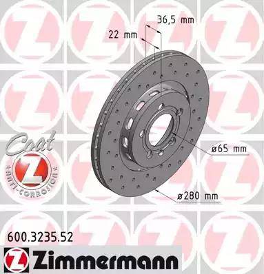 Zimmermann 600.3235.52 - Bremžu diski adetalas.lv