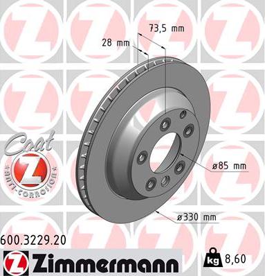 Zimmermann 600.3229.20 - Bremžu diski adetalas.lv