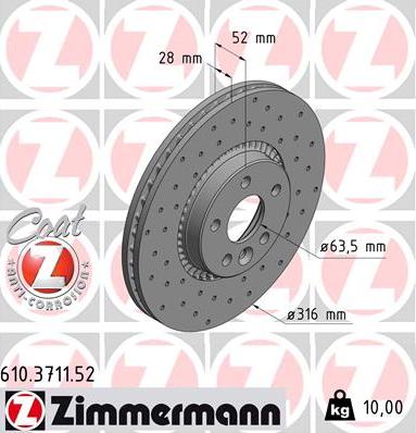 Zimmermann 610.3711.52 - Bremžu diski adetalas.lv