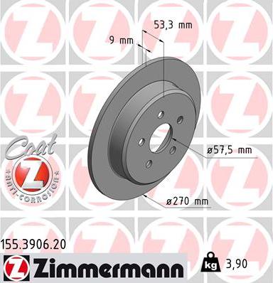 Zimmermann 155.3906.20 - Bremžu diski adetalas.lv